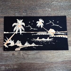 VINTAGE Genuine Rice Straw Art Asian Oriental Scene, Oriental Wall Decor